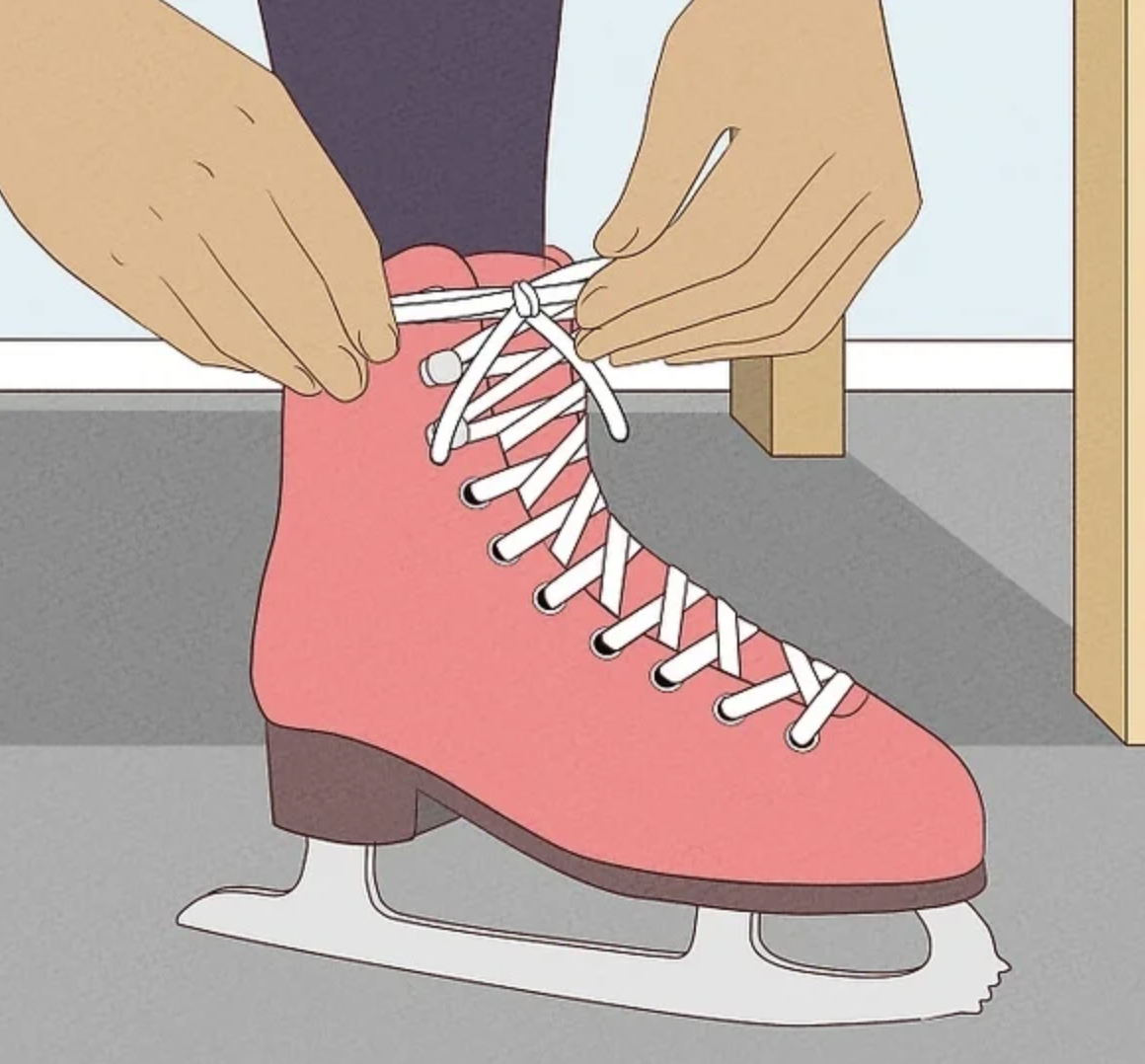 illustration of tying up skates